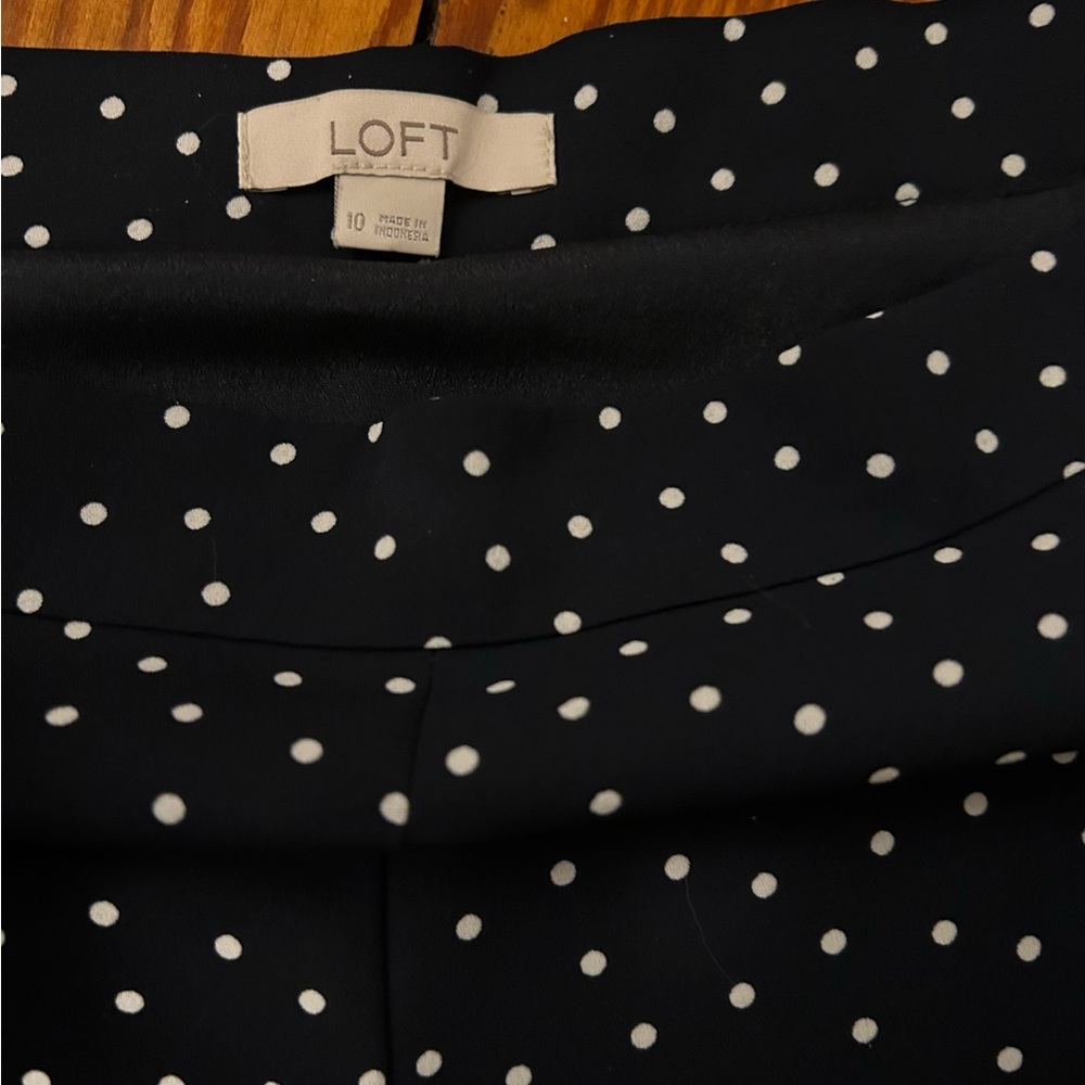 Ann Taylor Size 10 Blue and White Polka Dot Lightweight Skirt - Picture 6 of 9
